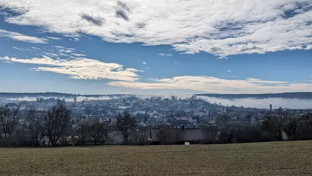 Steinheim im Frühlings-Nebel morgens